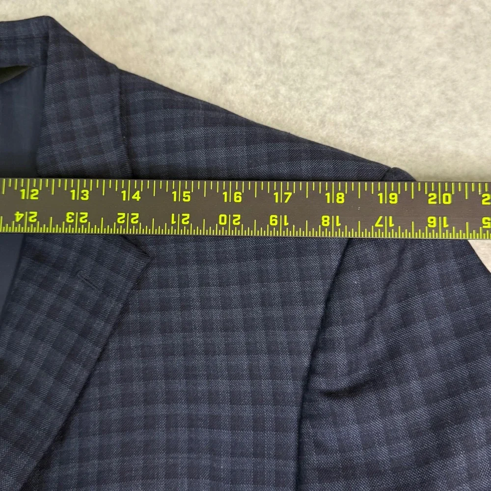 Jos A Bank Mens 44R Wool Blazer Sport Coat Navy‎ Check Traditional Fit 2-Button